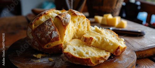 Traditional Colombian gastronomy includes Pandequeso or cheese bread. photo