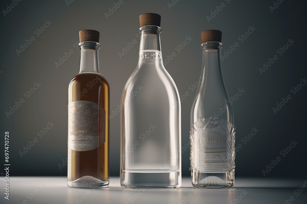 3D bottles white background. Generative AI