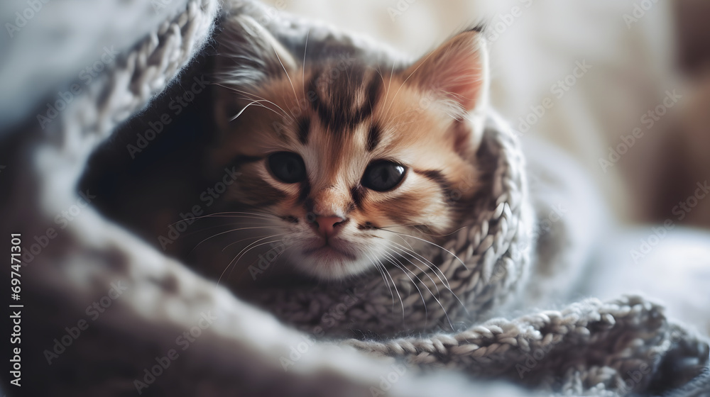 Cozy little Kitten, AI Generated