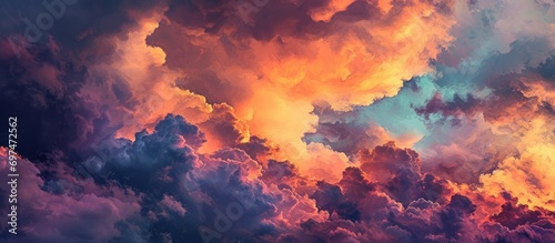 Colorful twilight sky with abstract clouds.