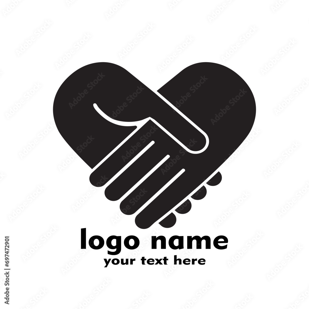 Printheart handshake logo simple minimalist vector Printheart handshake logo simple minimalist vector