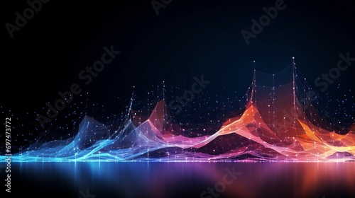 Digital graphic abstract background for technological processes, neural networks, digital data storage, particle flow, fundamentals of artificial intelligence Technology Network Background, banner