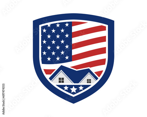 shield American flag house logo