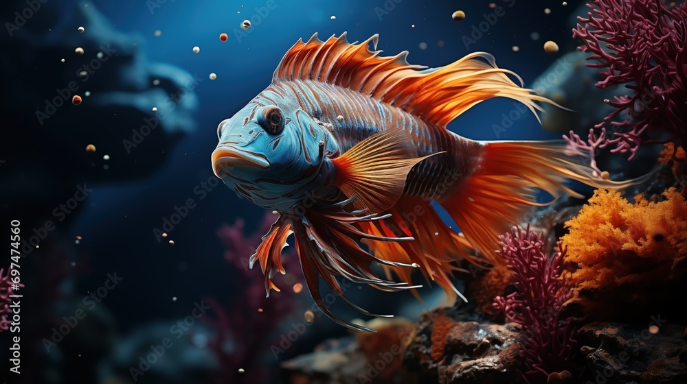 Beautiful colorful fish in underwater world