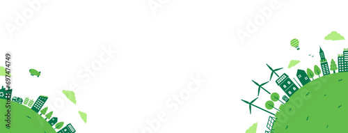 Ecology motif vector illustration for footer design ( SDGs,  nature conservation )