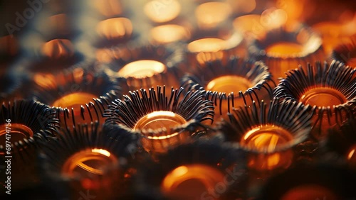 A microscope showing the individual particles of a ferrofluid, each coated in a thin layer of surfactant to prevent clumping. photo