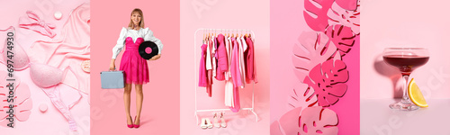Group of photos in pink colors