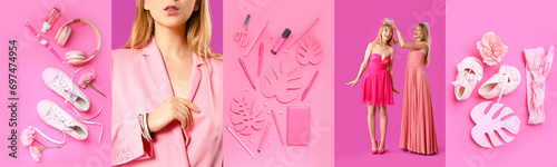 Set of photos in pink colors