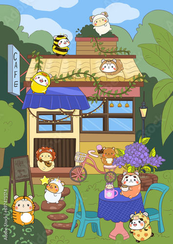 cafe animals cartoon photo