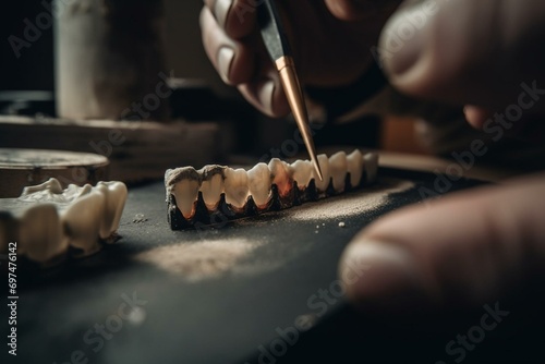 Papier peint The process of bonding ceramic veneers onto teeth using cement