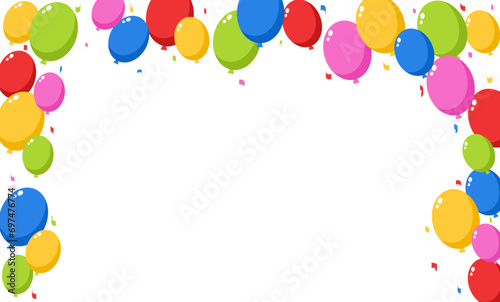 Colorful balloons frame birthday celebrate concept decoration background illustration