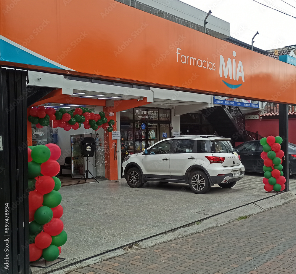 CUENCA, ECUADOR DECEMBER 23, 2023 ecuadorian pharmacy Mia facade Stock Photo Adobe Stock