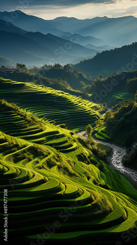 rice terraces in the morning