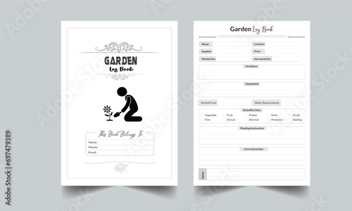 Garden Log Book. Daily Gratitude Monthly & Yearly Undated Planner. Journal. Printable Gratitude Journal. Planner Bundle Design. Printable Planner Set with cover page layout template