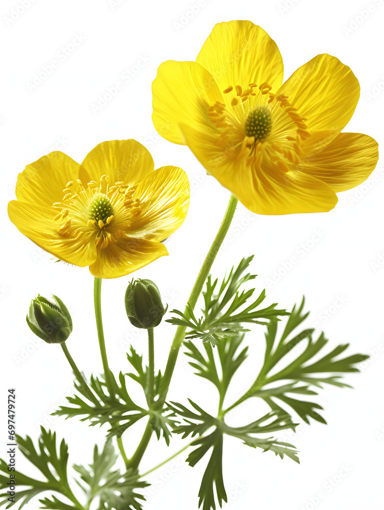 yellow buttercup flowers isolated on white yellow buttercup flowers isolated on white