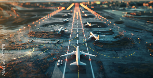 3d clay style airport runway background looking photo