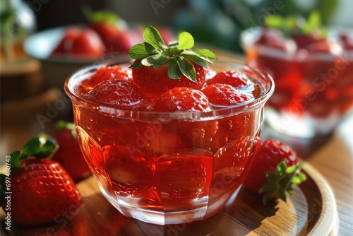 Wallpaper Mural A strawberry jelly in a glass cup. Generative AI. Torontodigital.ca