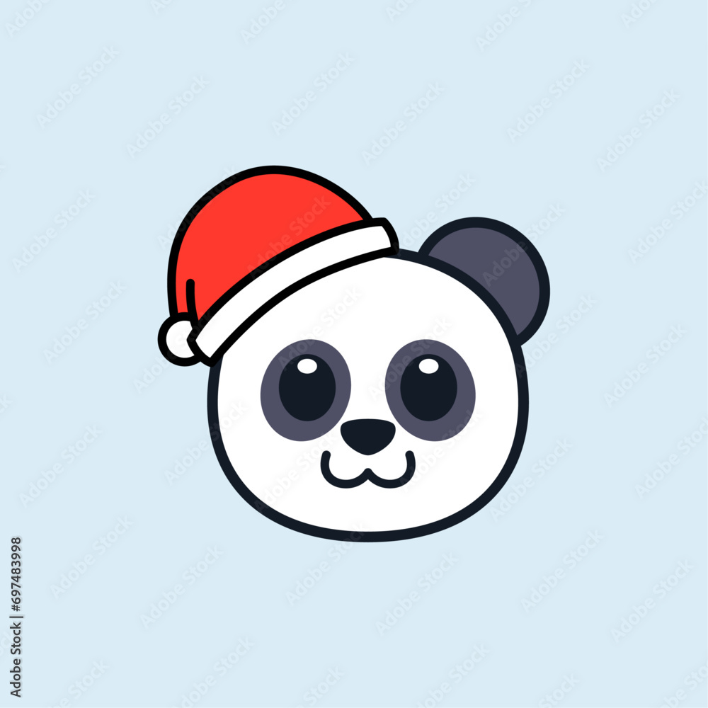 Panda Wearing Santa Hat Illustration Panda Wearing Santa Hat Illustration