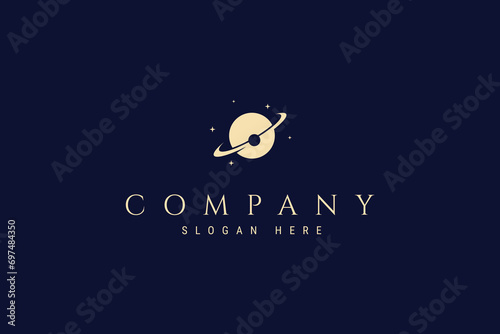 Planet Outer Space Logo Design Template Flat Vector