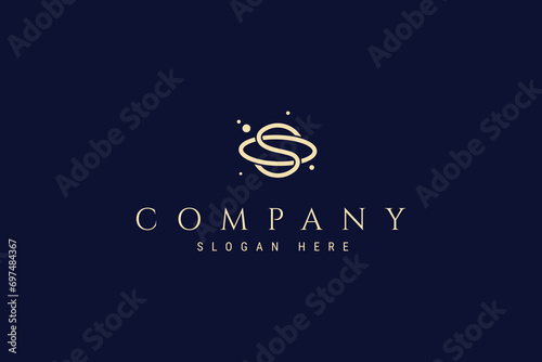 Abstract Planet space orbit logo icon design template flat vector