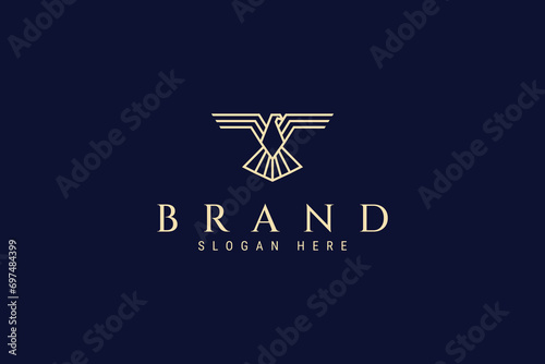 Flying Eagle Bird Hawk luxury line art illustration logo design photo