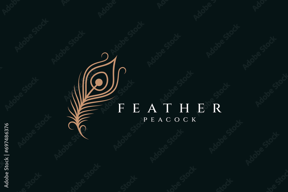 Feather Peacock Luxury Style Logo Icon Design Template Flat Vector