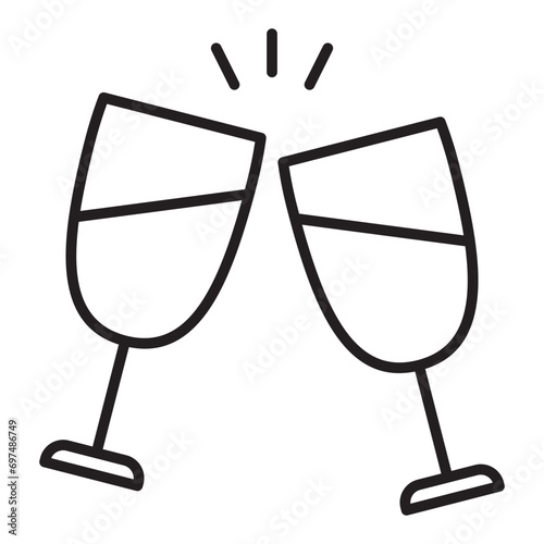 Wine drink icon outline party © Boonsub