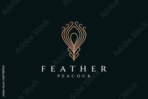 Feather Peacock Logo Icon Design Template Flat Vector