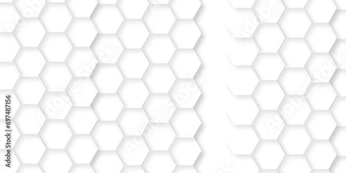 Fototapeta Naklejka Na Ścianę i Meble -  Abstract background with hexagons Abstract hexagon polygonal pattern background vector. seamless bright white abstract honeycomb background.	
