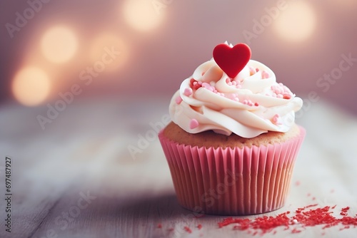Generative AI : delicious cupcake for Valentine Day