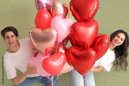 Young couple with heart-sha...