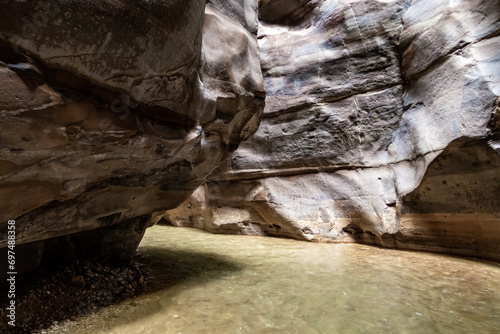 The amazing  beauty of the mountains on the Mujib River along the Mujib River Canyon tourist route in Wadi Al Mujib in Jordan photo