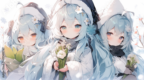 女の子の冬景色壁紙素材