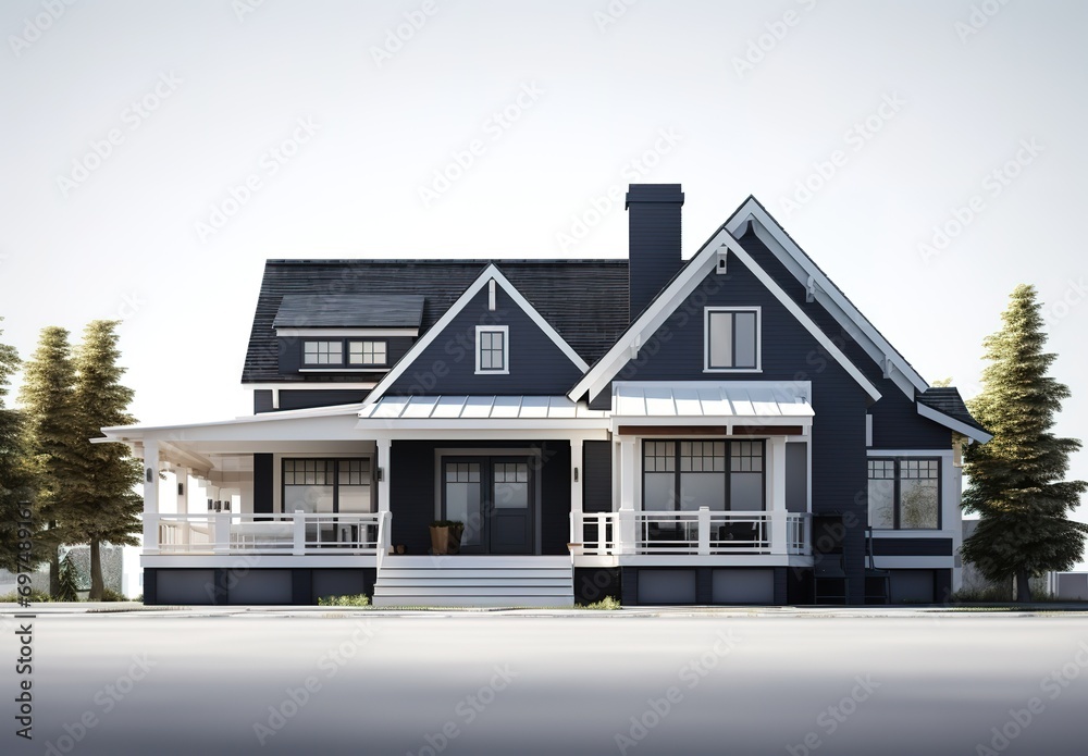 An illustration of a white and gray minimalist house design. generative AI An illustration of a white and gray minimalist house design. generative AI