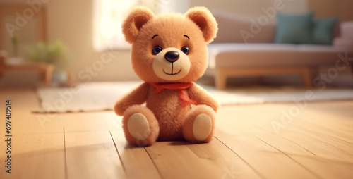 A cute teddy bear is making a wink with smile 8k background, brown teddy bear