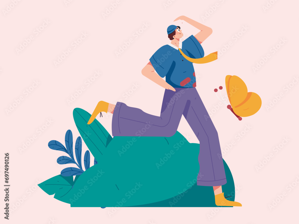 People exercising healthy running vector internet operation illustration
