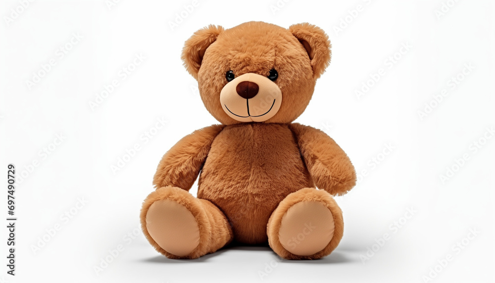 A brown teddy bear toy isolated on a white background, symbolizing comfort and childhood, ideal for birthdays or Christmas.