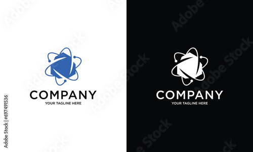 Template label for blockchain technology. Hexagon with connected lines for brand, label, logo, logotype of smart contract block symbol. Design for decentralized transactions