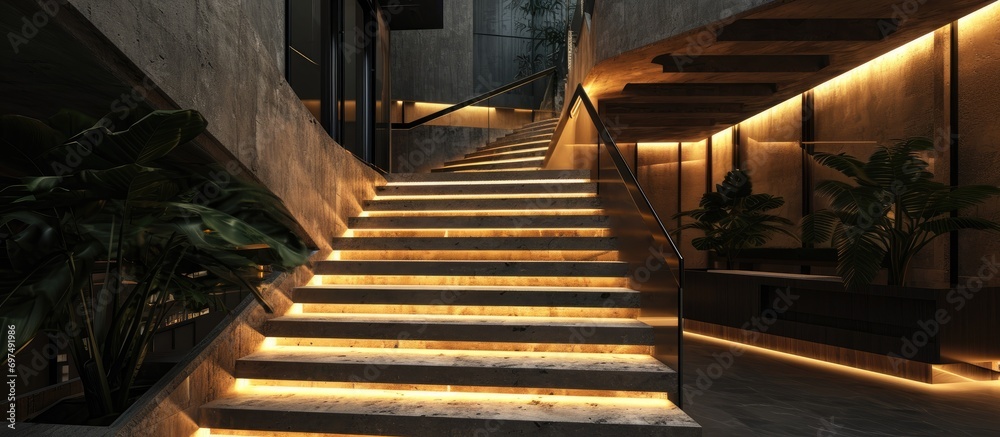 Stairs with varying lighting