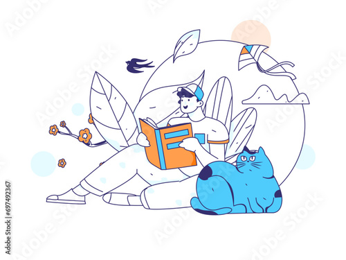 24 solar terms: Beginning of spring, rain, awakening of insects, spring breeze, Qingming Festival, Grain Rain, flat character vector concept operation hand-drawn illustration
