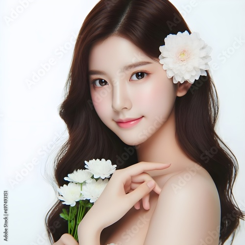A prety Girl with flowers