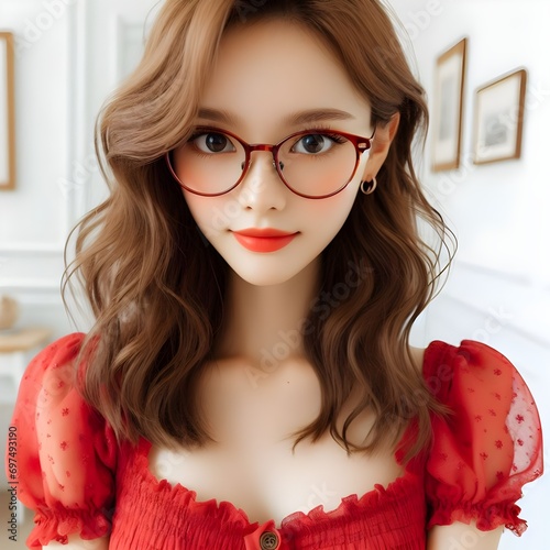 beautiful-young-woman-whip-hair-smiling-haircare-concept red dress