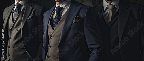 Fashionable businessman exuding style and sophistication. Dressed in well fitted suit individual radiates confidence and professionalism. Attention to detail perfectly tied necktie