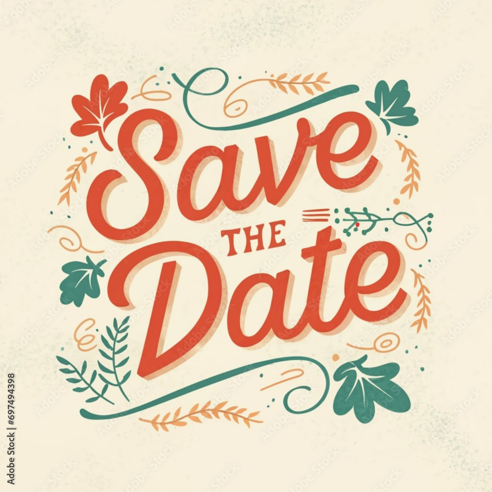 Colourful unique save date lettering logo design template