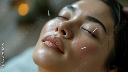 Acupuncture Specialist Stimulating Facial Energy Flow for Relaxation