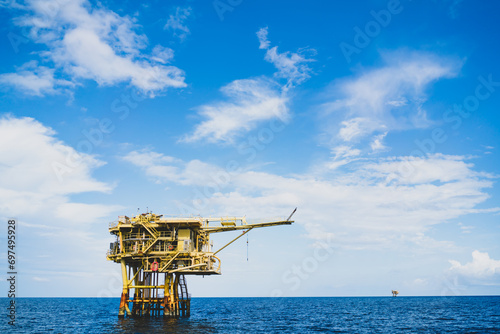 Offshore oil and gas wellhead remote platform which produced raw material for sent to onshore refinery, power generation and petrochemical industry.