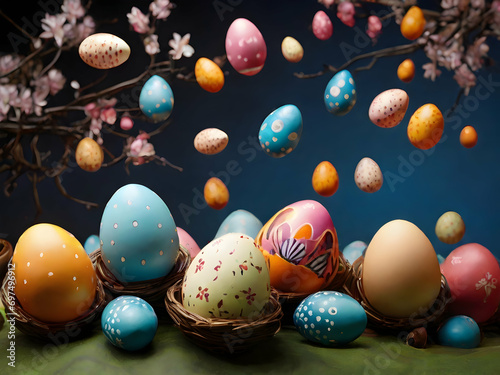 easter eggs in a nest ai generative