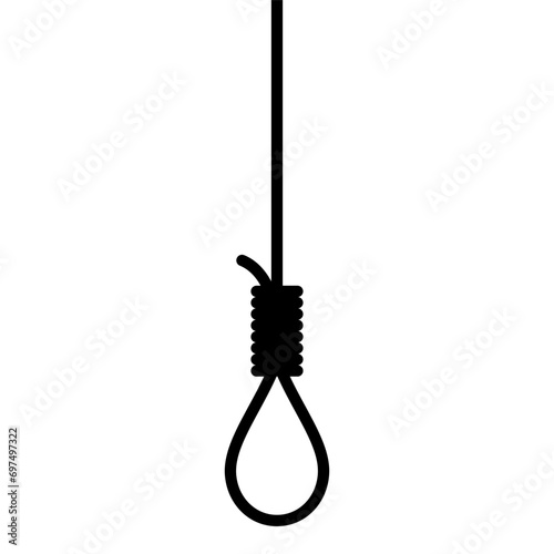Suicide hang rope icon on white background