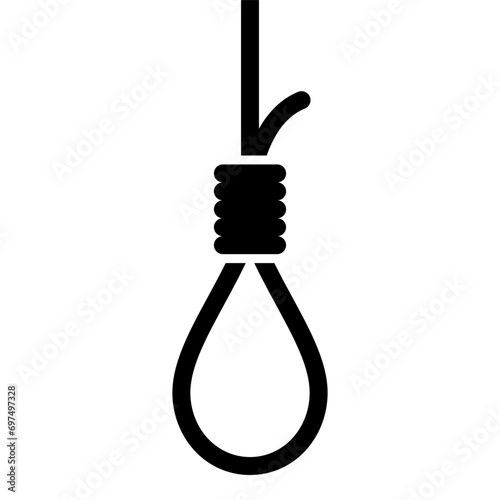 Suicide hang rope icon on white background