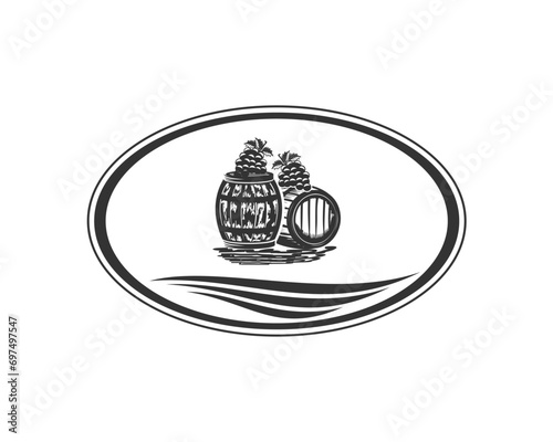 grapes and wine beer barrel logo
